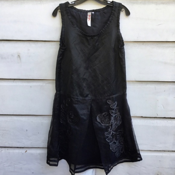 Biya Johnny Was sleeveless black beaded  dress S - Picture 1 of 8